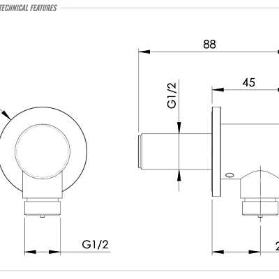 Шланговое подключение для душа Remer INOX SS309, нержавеющая сталь