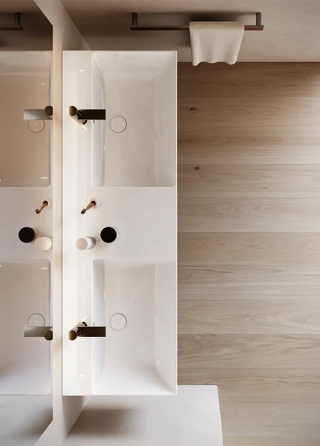 Раковина Catalano Zero 150x50, арт.0121522001, на 2 чаши, с 2 отв. под смеситель, белый глянцевый