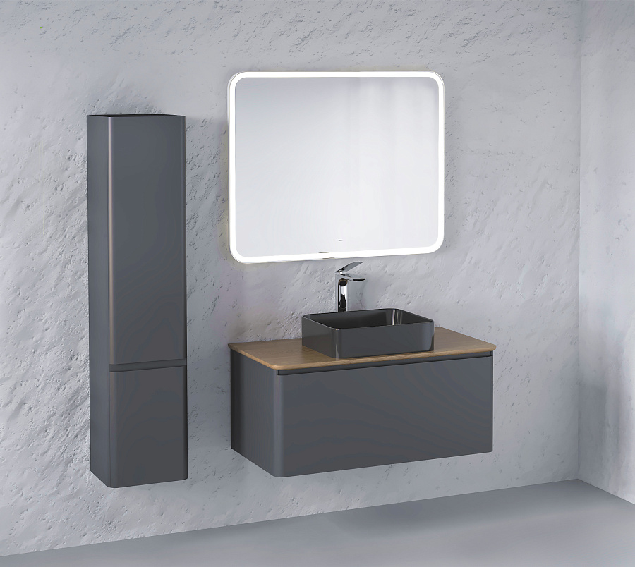 Тумба под умывальник Raval Morelle 100 подвесной антрацит/трюфель