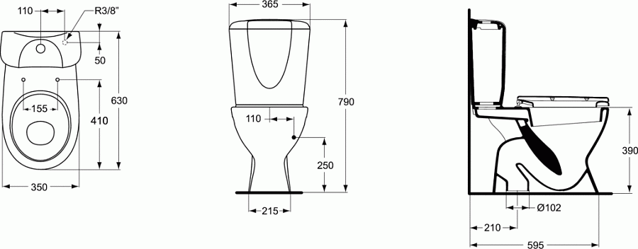 Напольный унитаз-компакт с сидением и крышкой стандарт Ideal Standard ECCO NEW W904501