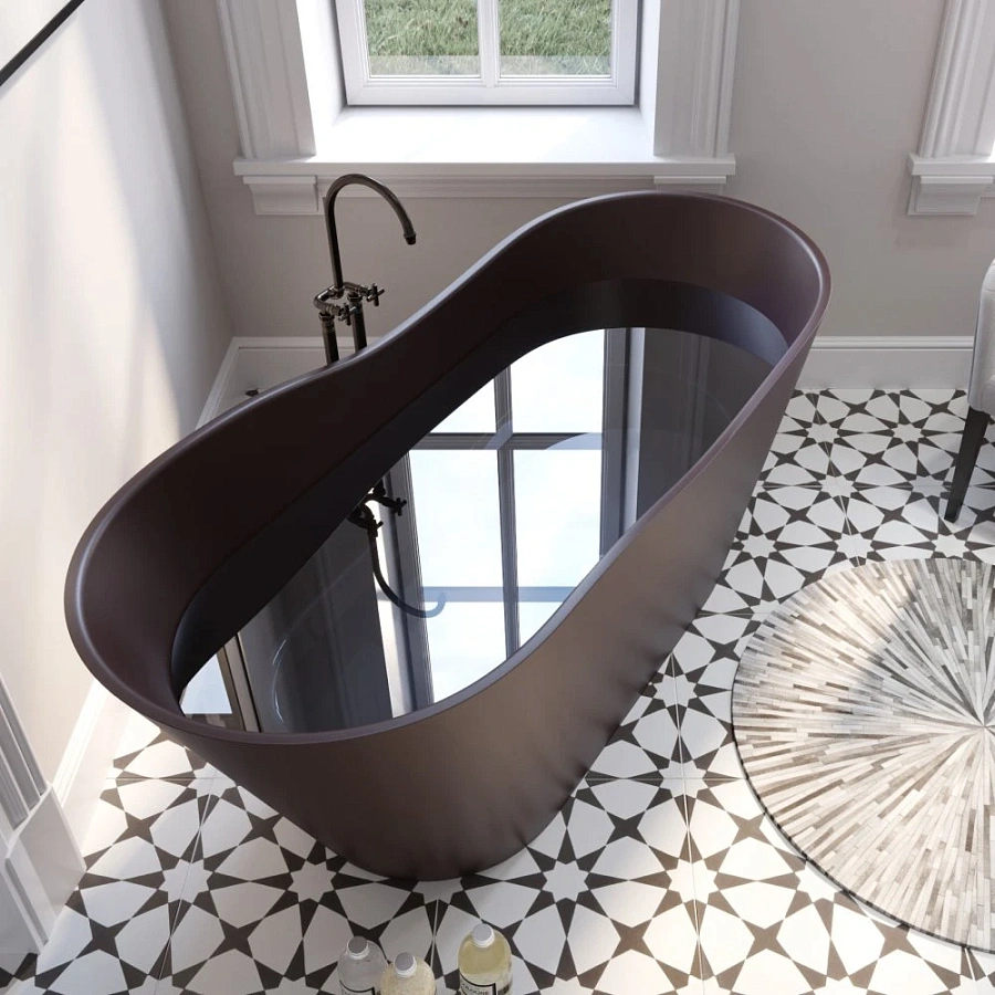 Ванна каменная Holbi Afrodita Solid Surface 161x68 белый матовый