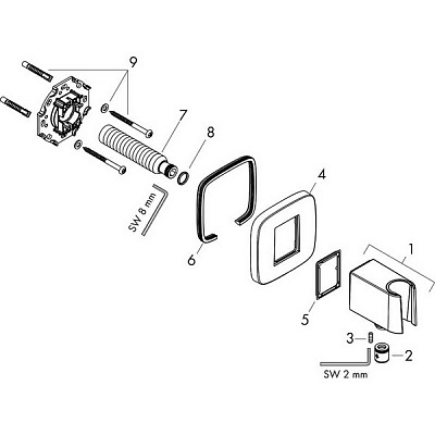Выход на ручной душ Hansgrohe Fixfit Q, с держателем, 26887000