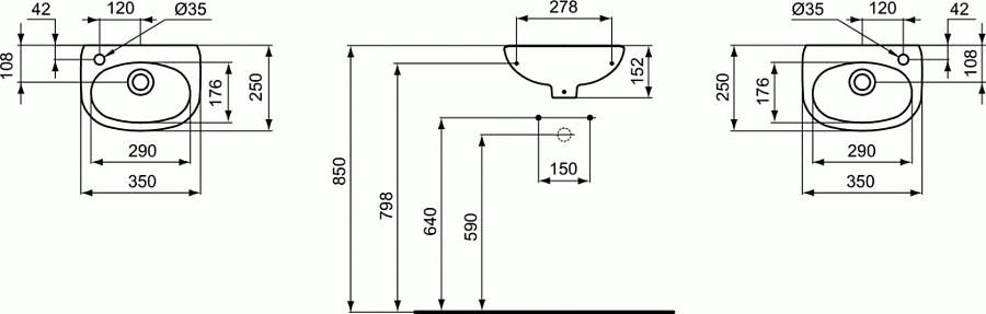 Умывальник 35 см Ideal Standard ECCO/EUROVIT W407901