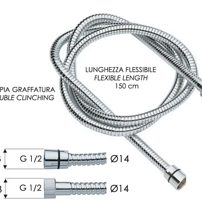 Шланг для душа 120 см Remer 333CNES120, хром