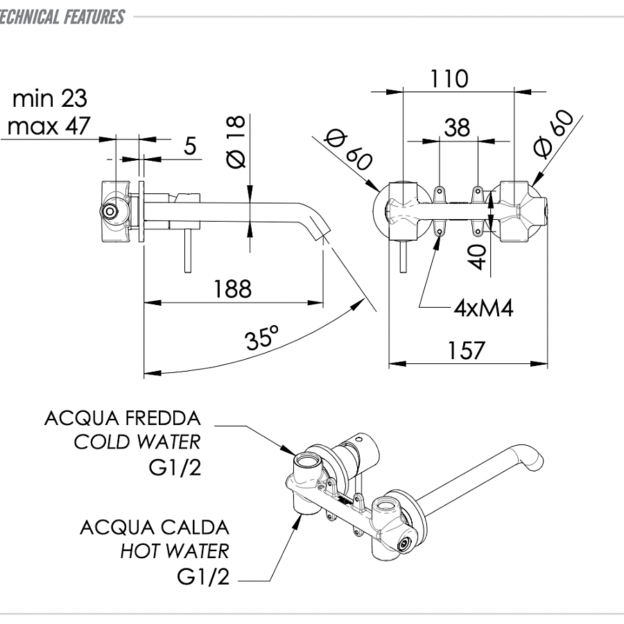 Смеситель для раковины Remer X Style INOX SSX15PL, нержавеющая сталь