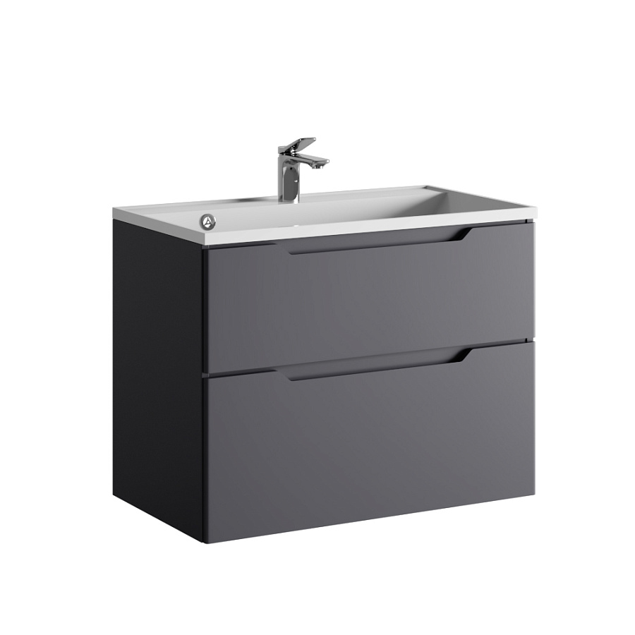 Тумба под умывальник Raval Wector 80 подвесная/напольная антрацит + ножки