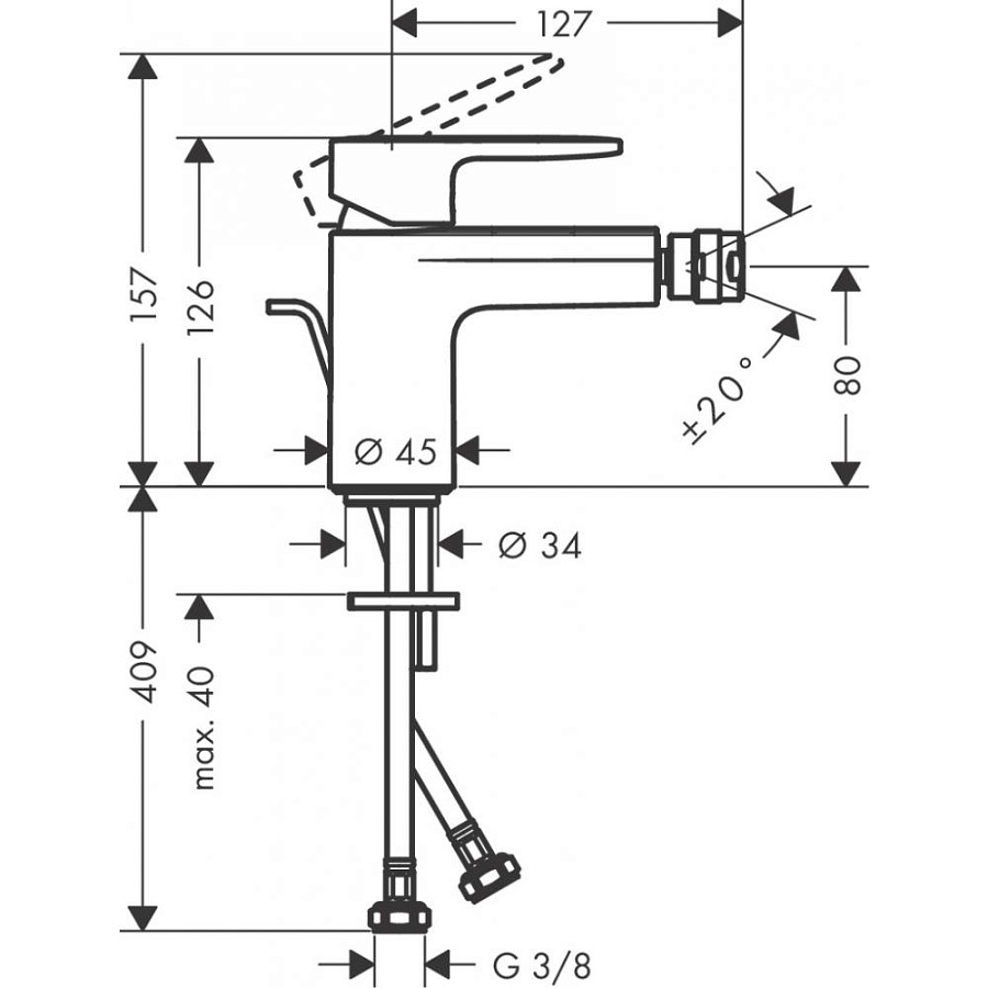Смеситель для биде Hansgrohe Logis 70, с донным клапаном, хром, 71204000