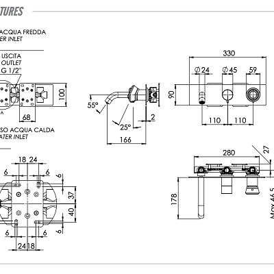 Смеситель для ванны Remer Element ET54D2