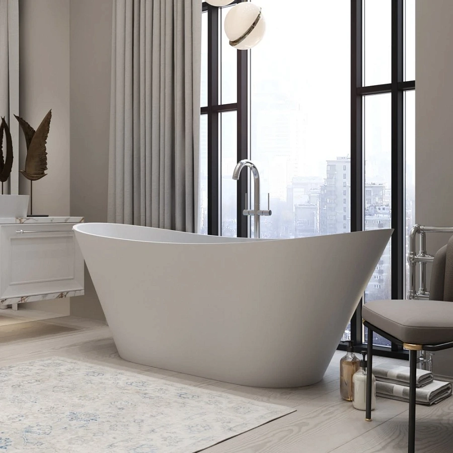 Ванна каменная Holbi Afina Solid Surface 161x66 белый матовый