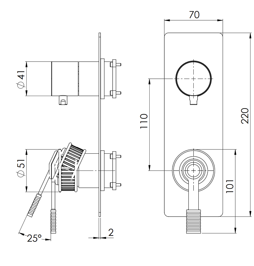 Смеситель для душа Remer Atelier AL92WB, хром