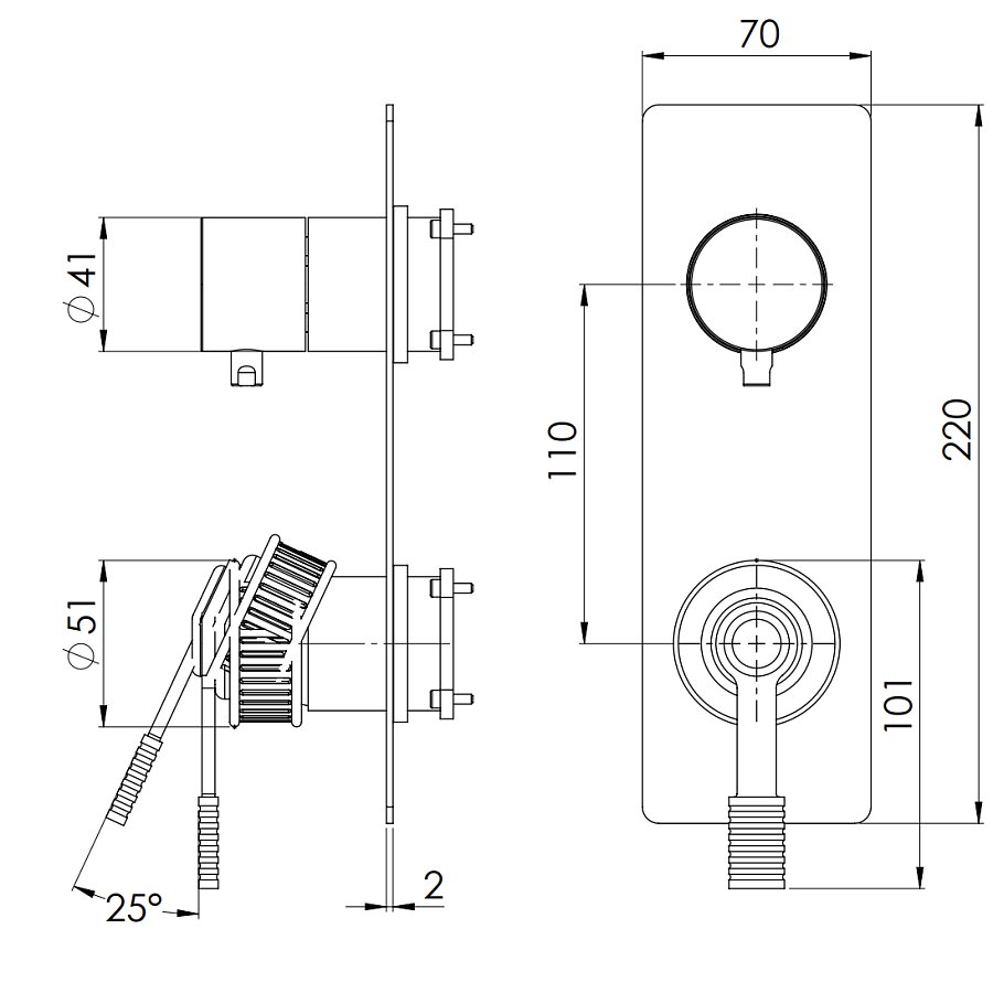 Смеситель для душа Remer Atelier AL92WB, хром