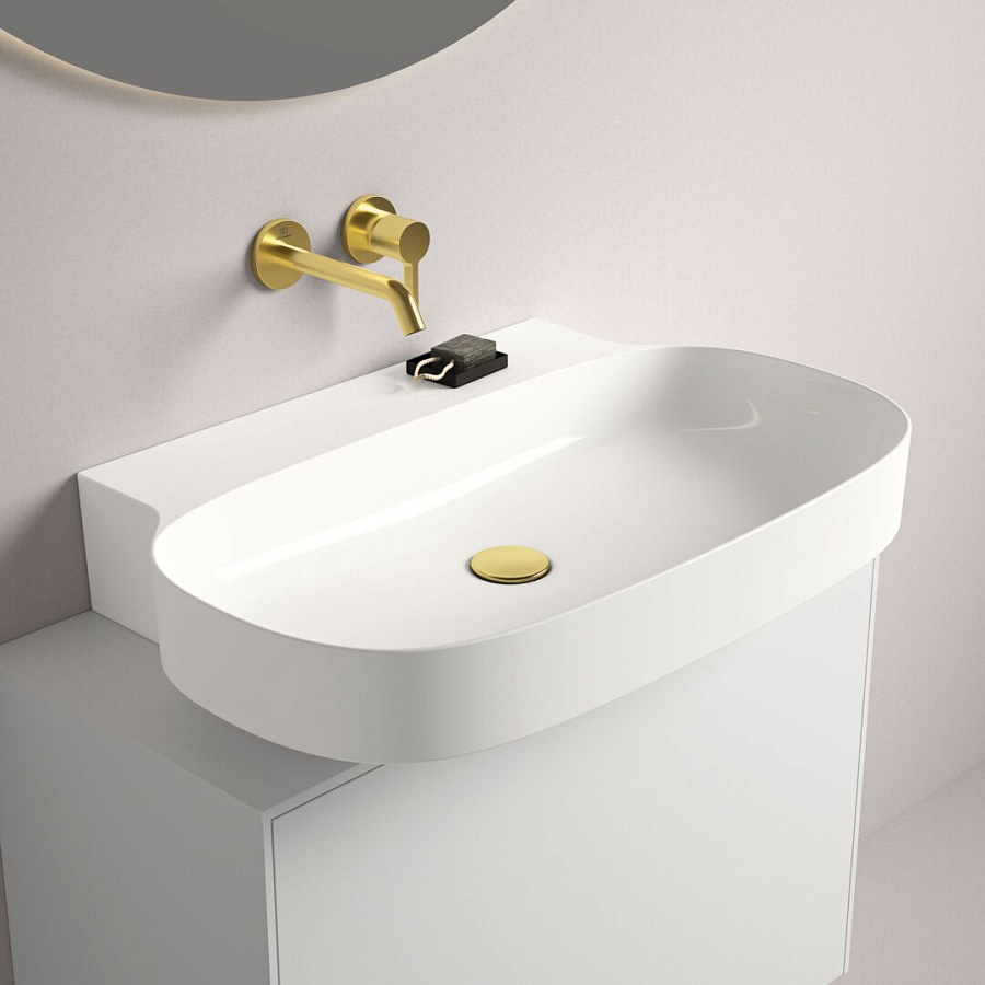 Раковина Ideal Standard Atelier Linda-X 75x50 см T499301 без отверстия под смеситель и перелива, шлифованный низ, белый глянцевый