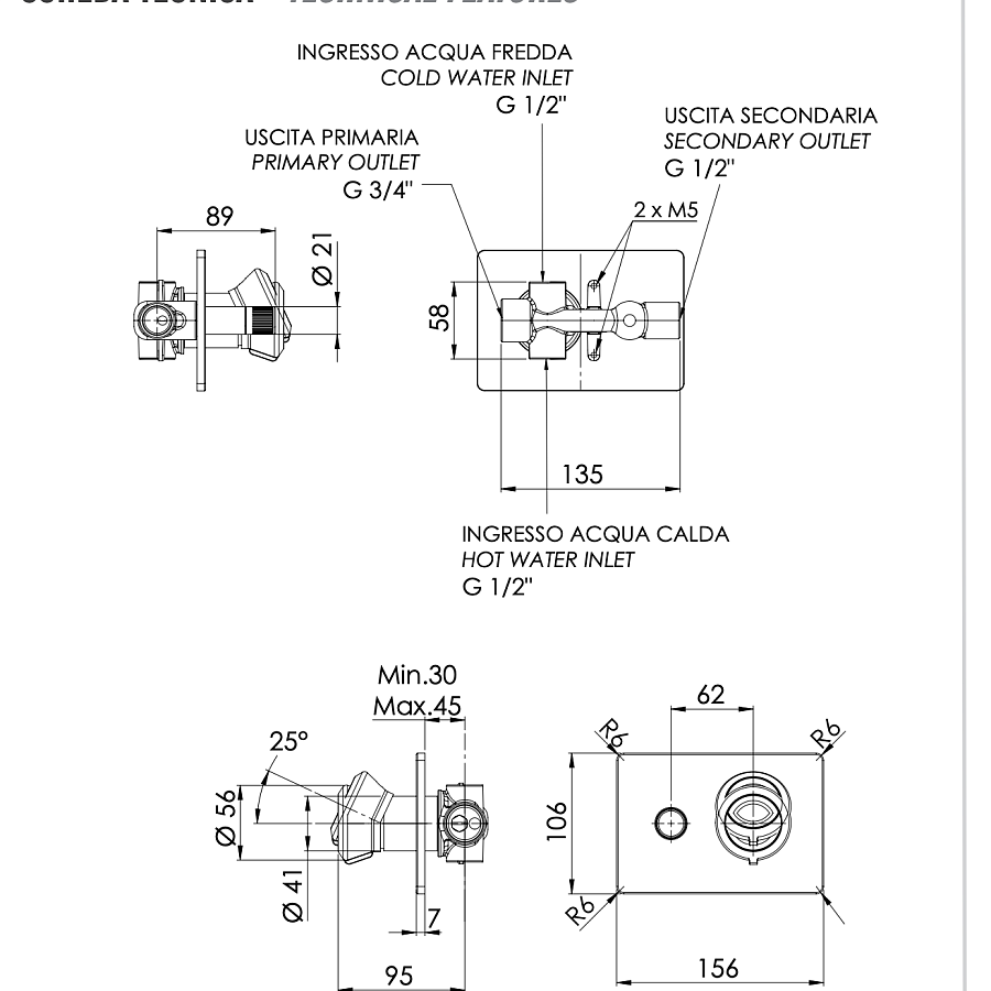 Смеситель для душа Remer Element ET09HRG, хром