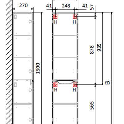 Пенал Jorno Slide 150 подвесной антрацит