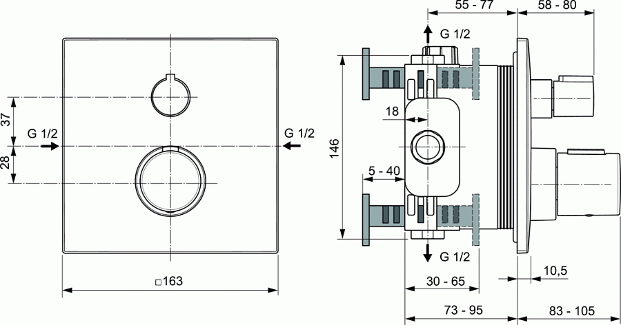 Термостат Ideal Standard Ceratherm C100 Black A6956XG для душа