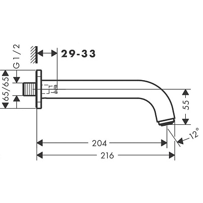 Излив для ванны Hansgrohe Vernis Shape 204мм хром