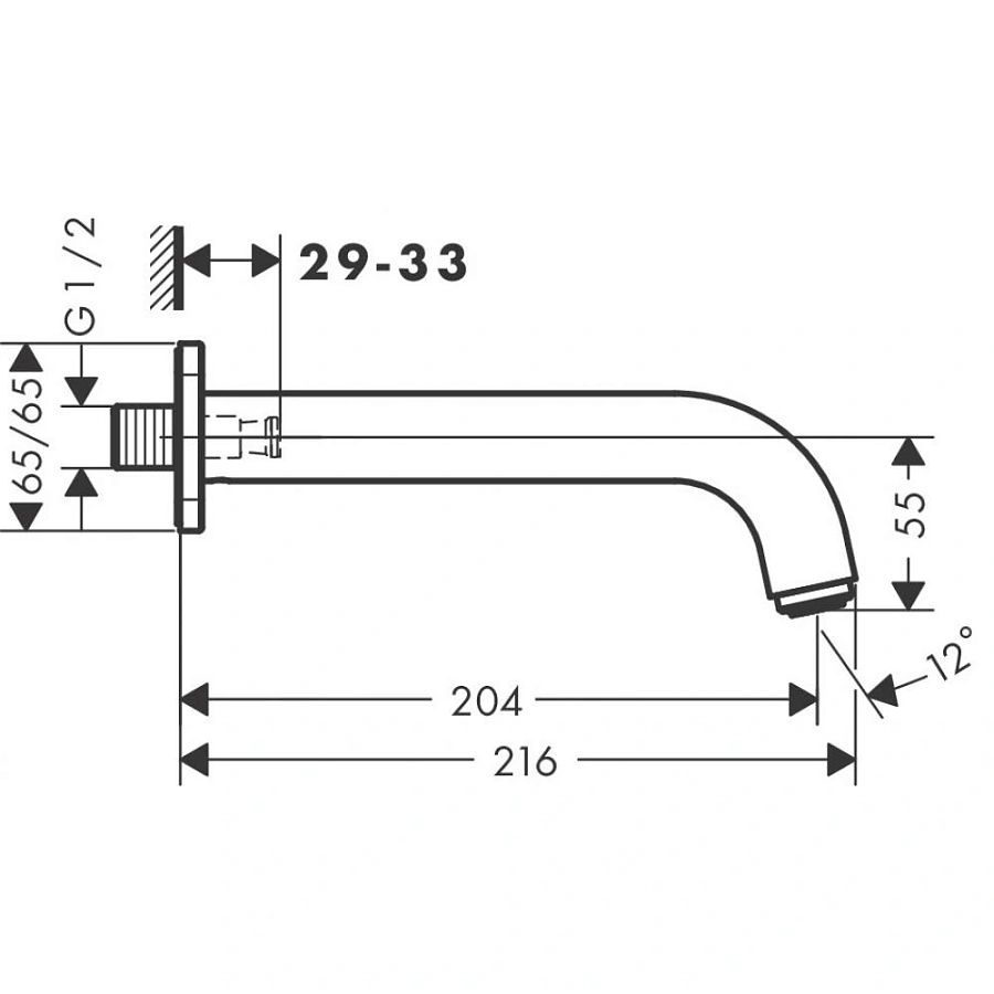 Излив для ванны Hansgrohe Vernis Shape 204мм хром