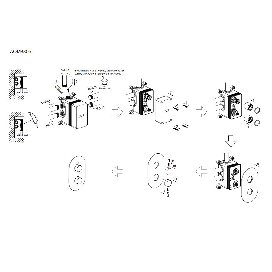 Siena Встраиваемый термостат на 3 потр. в комплекте с внутр. Частью