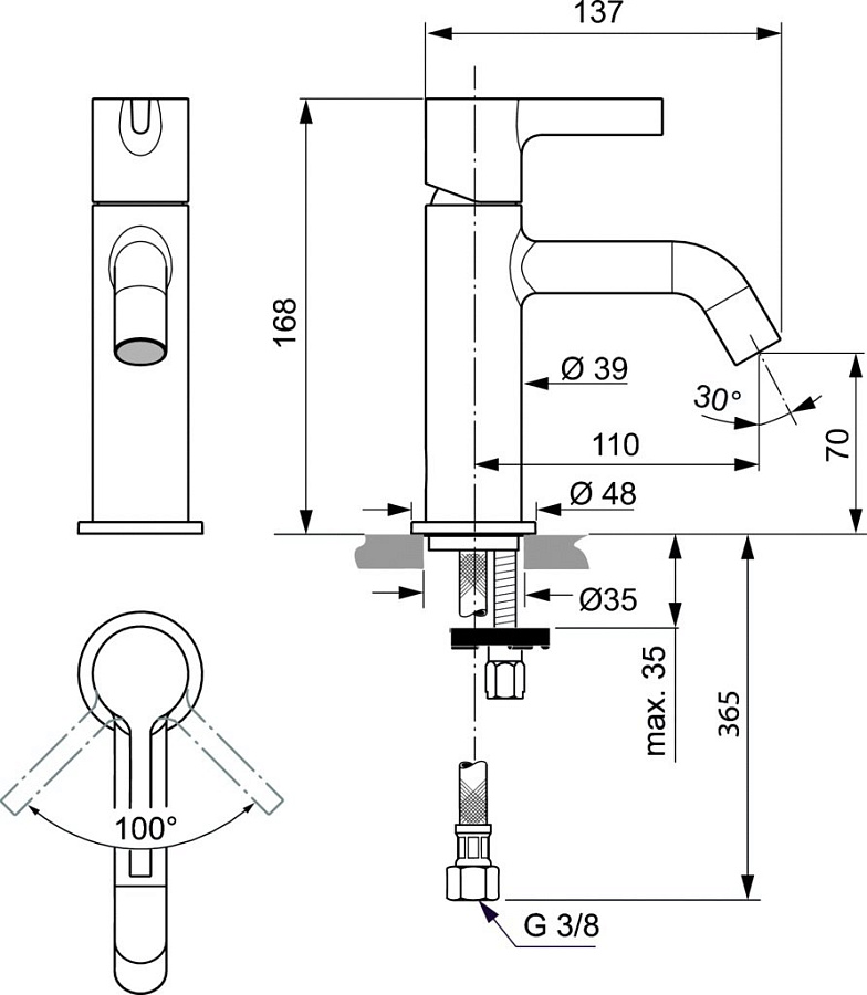 Смеситель для умывальника ldeal Standart Atelier JOY хром