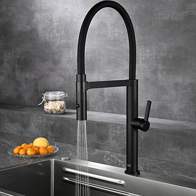 AQM9904MB Cucina Смеситель для кухни с гибким изливом, черный матовый