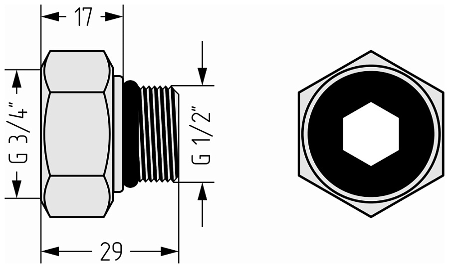 Комплект фитингов прямой G 3/4" НГ х G 1/2" НР / 2 шт (Без покрытия), арт.02100-3412