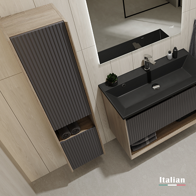 Пенал Jorno Tossony 140 подвесной, дуб самдал/антрацит