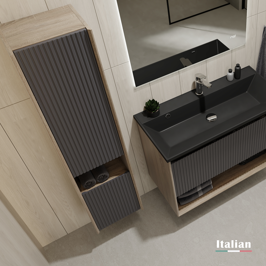 Пенал Jorno Tossony 140 подвесной, дуб самдал/антрацит