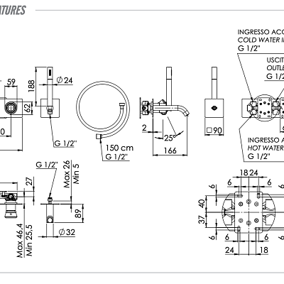 Смеситель для ванны Remer Element ET53D2