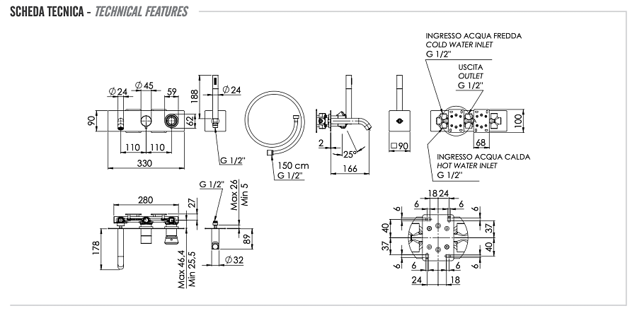 Смеситель для ванны Remer Element ET53D2