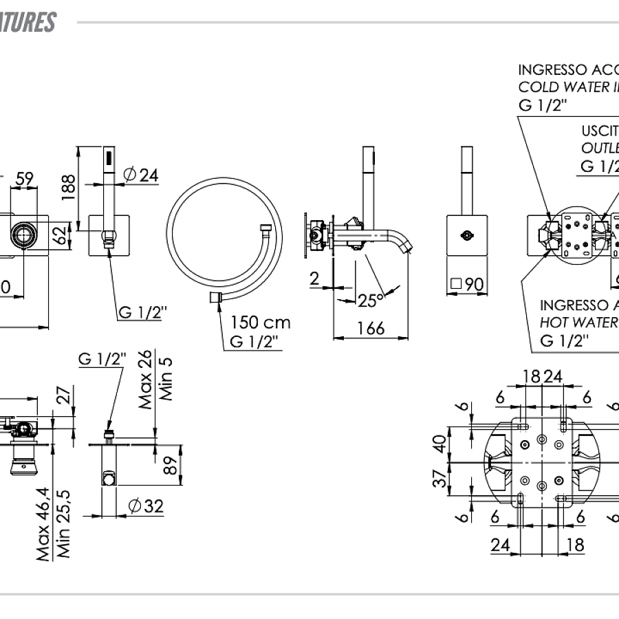Смеситель для ванны Remer Element ET53D2