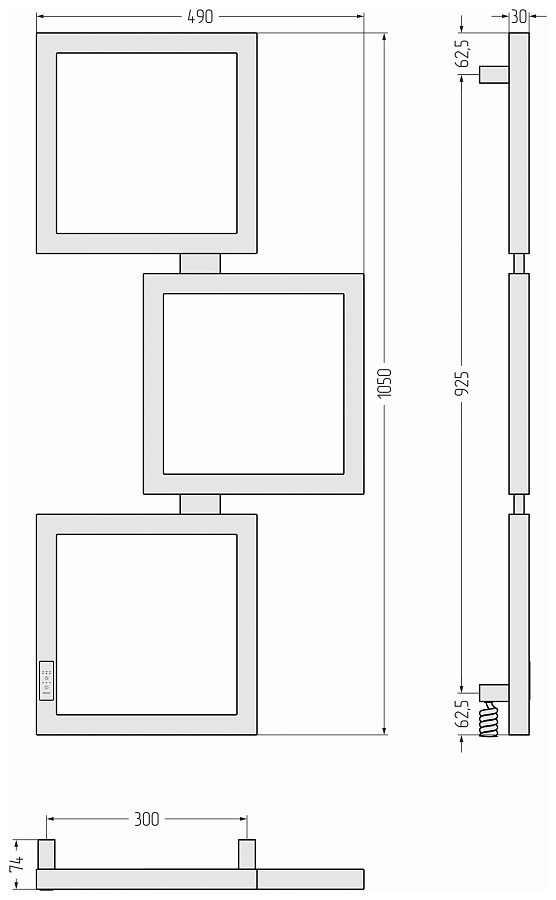 Электрический полотенцесушитель Сунержа Этюд ES 1050х500 левый, Золотой шёлк, арт.32-0846-1050
