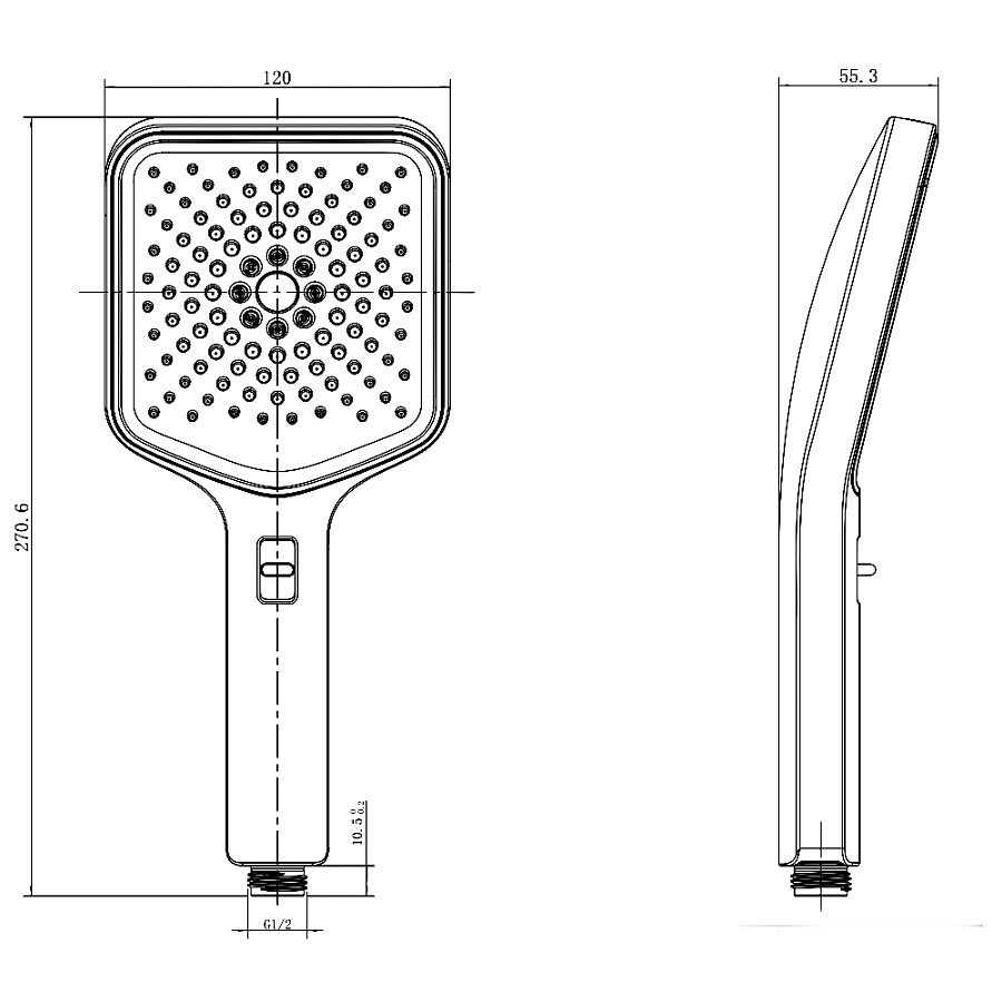 AQM8502CR Ручной душ 120мм, 3 режима, Хром