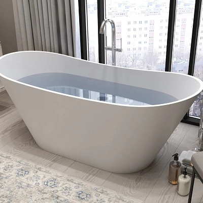 Ванна каменная Holbi Afina Solid Surface 161x66 белый матовый