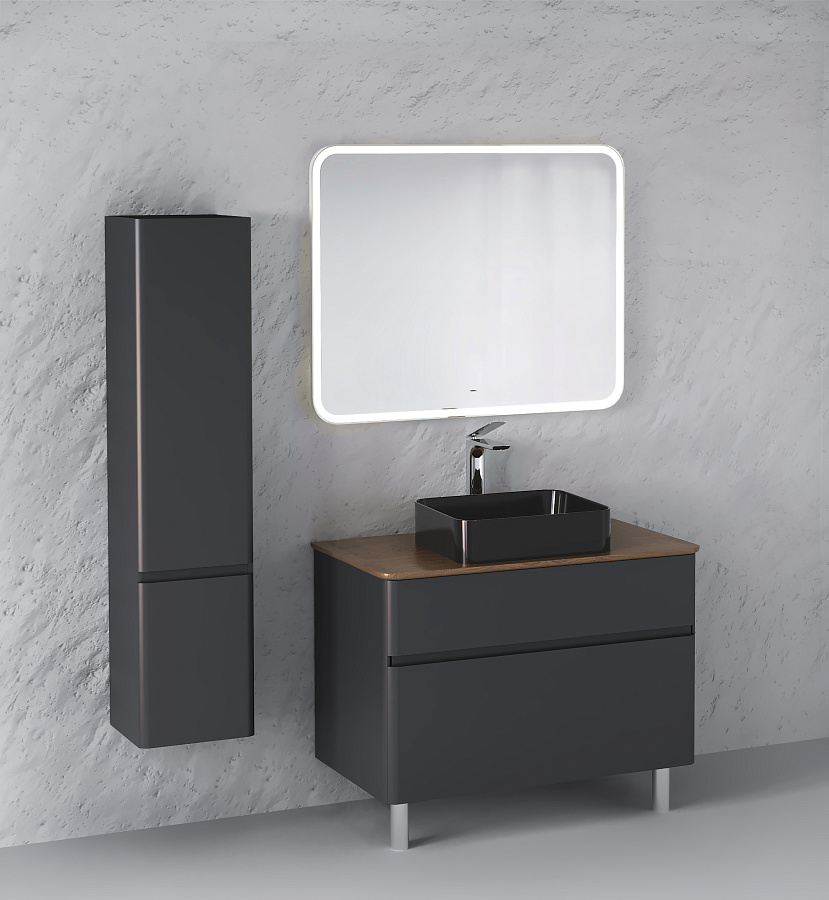 Тумба под умывальник Raval Morelle 80 напольная антрацит/трюфель