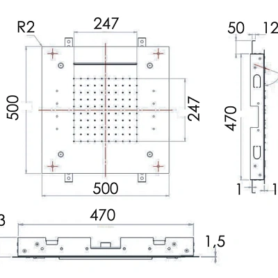 Верхний душ потолочный с подсветкой 50 см Remer INOX SS357RS50NC, хром