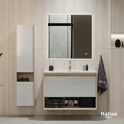 Пенал Jorno Tossony 140 подвесной Сонома светлая/Белый