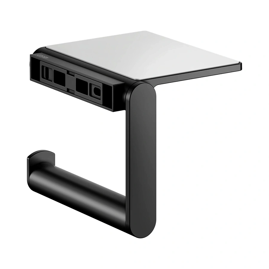 Держатель туалетной бумаги с полочкой Keuco Plan 14973370000 черный матовый