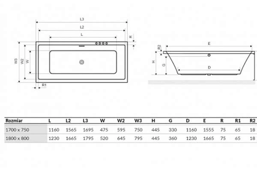 Акриловая ванна Excellent Heaven 170х75 Slim