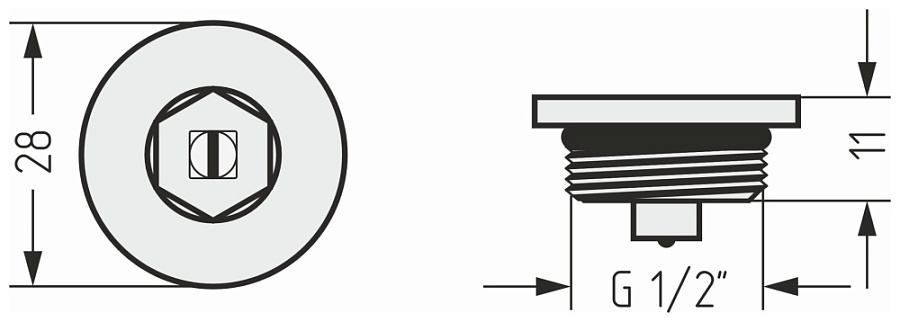 Воздухоотводчик Стилье d 28 мм (G 1/2" НР)