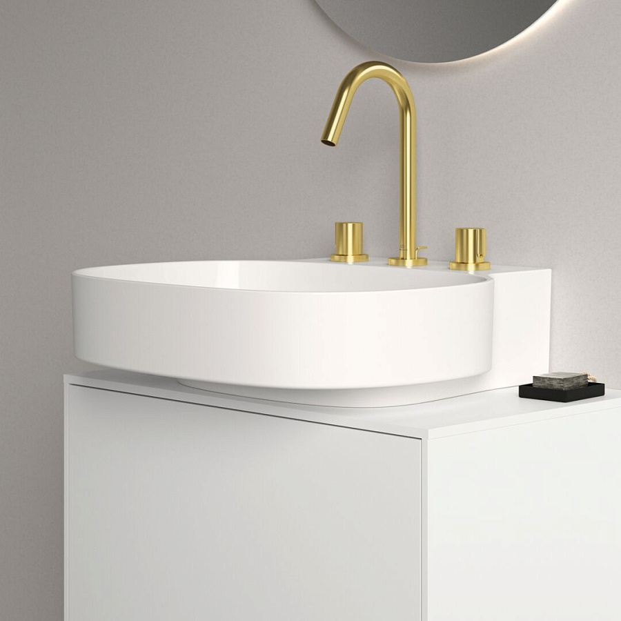 Смеситель для раковины Ideal Standard Atelier Joy на три отверстия BC783A2 с донным клапаном, шлифованное золото