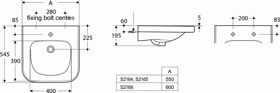 Умывальник 60 см с внутренней выемкой Ideal Standard CONTOUR 21 S216801