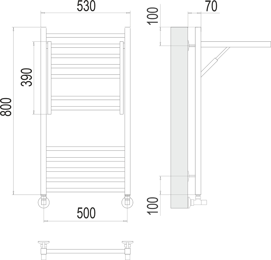 Валенсия П12 500х800 Полотенцесушитель TERMINUS, арт.4670078529473