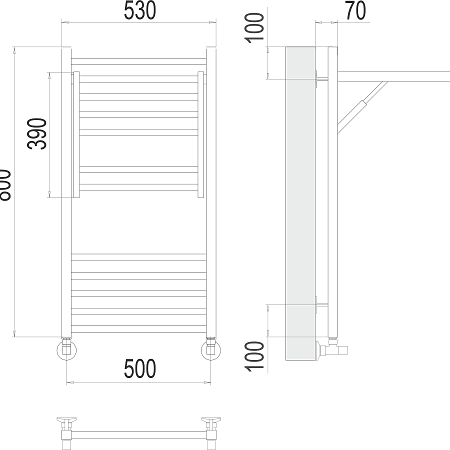Валенсия П12 500х800 Полотенцесушитель TERMINUS, арт.4670078529473