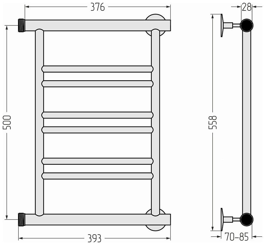 Водяной полотенцесушитель Стилье Минор 0601 500х400 (2+2+2) П, Без покрытия, арт.00601-5040