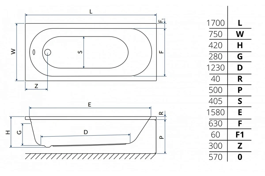 Акриловая ванна Excellent Oceana Mono 170х75 Slim