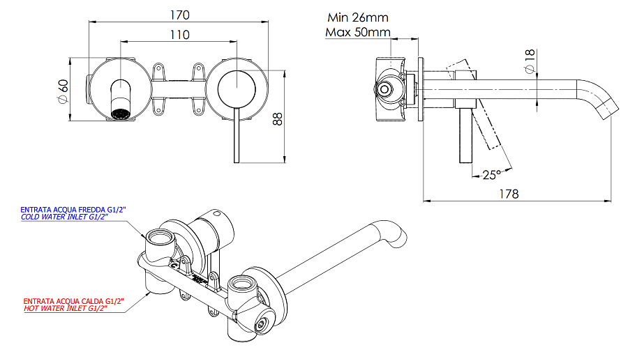 Смеситель для раковины Remer Metrica MC15PLXV, сталь