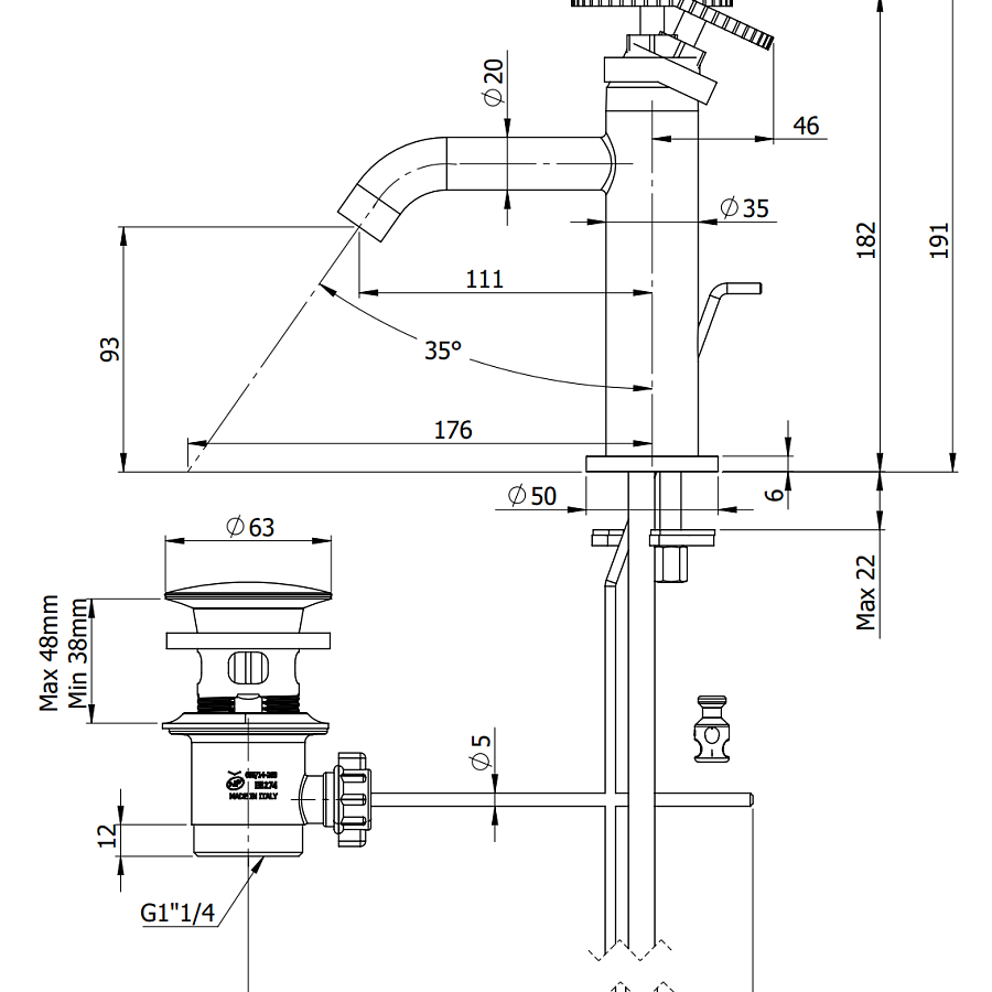 Смеситель для раковины Remer Chrono CH10, хром