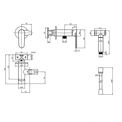 AQM6917CR Novara Готовый комплект гиг. душа (скрытый монтаж, латунная лейка), цвет хром