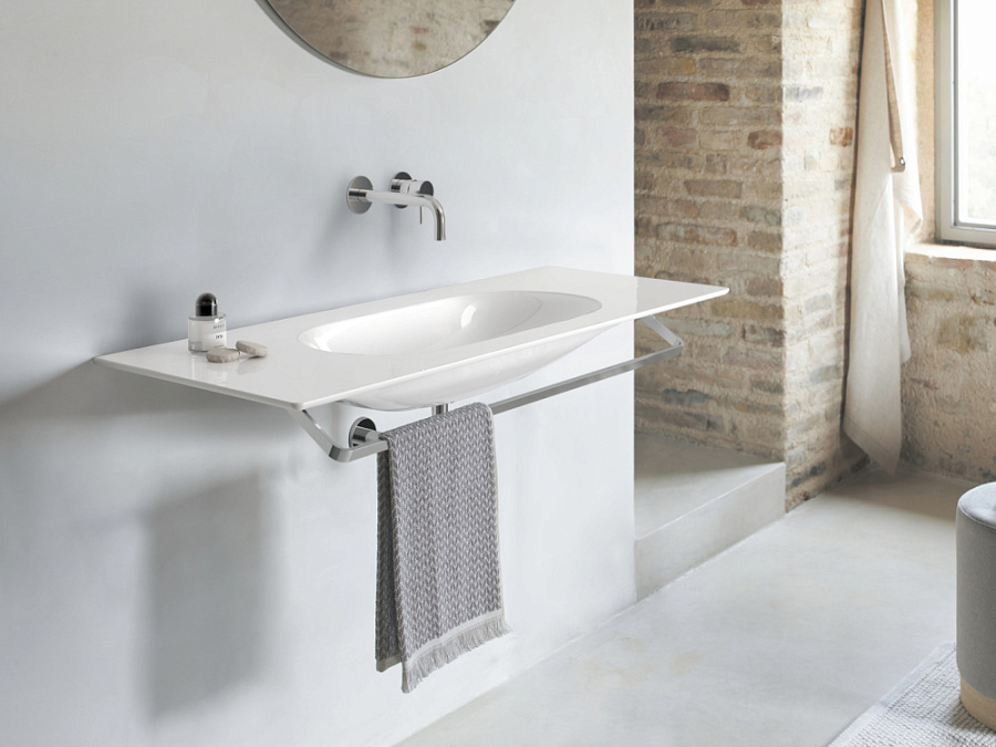 Керамическая столешница с интегрированной раковиной Catalano Sfera 125х50, арт.0521260001, без отв. под смееитель, белый глянцевый