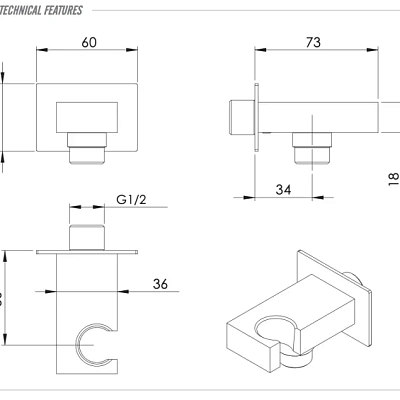 Держатель ручного душа с подключением шланга Remer 337W, хром